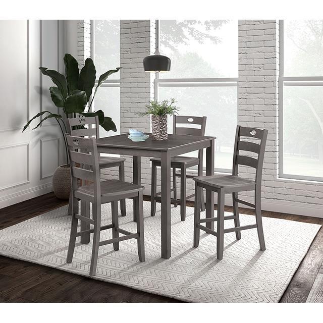 Large Picture of Furniture of America Lubbock FM3419GY-PT-5PK 6 pc Counter Height Table Set