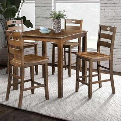 Furniture of America Lubbock FM3419WN-PT-5PK 6 pc Counter Height Table Set