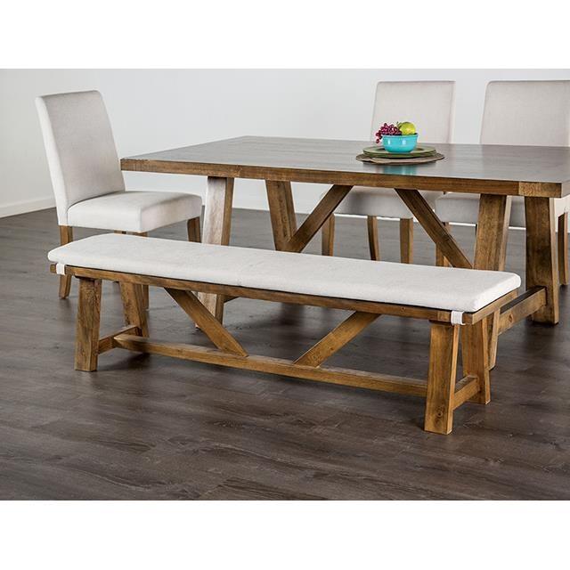 Large Picture of Furniture of America Losone FM3422WH-BN Bench w/ Cushion