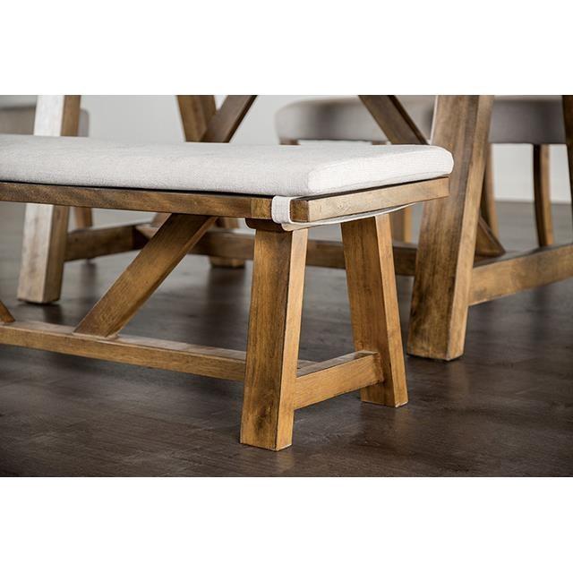 Large Picture of Furniture of America Losone FM3422WH-BN Bench w/ Cushion