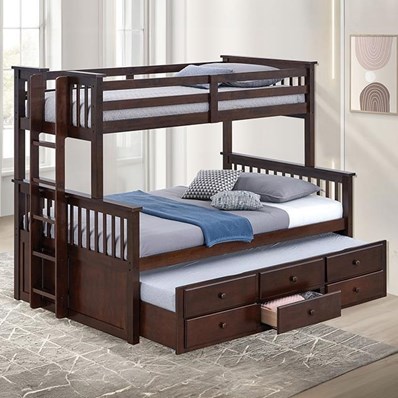 Furniture of America University FM-BK458F-DW Twin/Full Bunk Bed