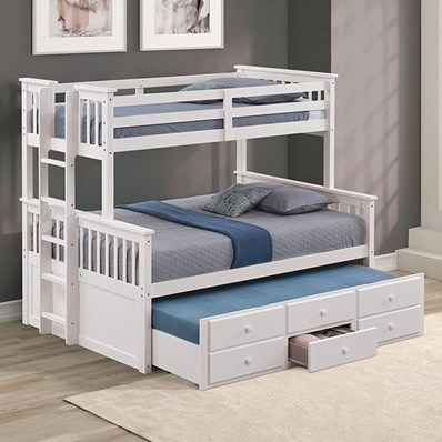 Furniture of America University FM-BK458F-WH Twin/Full Bunk Bed