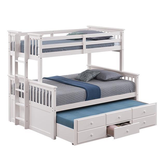 Large Picture of Furniture of America University FM-BK458F-WH Twin/Full Bunk Bed