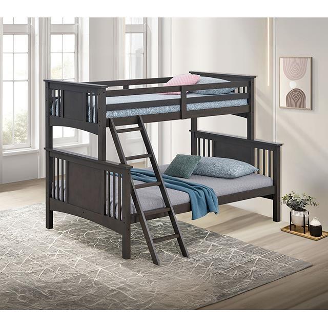 Large Picture of Furniture of America Spring Creek FM-BK602F-GY Twin/Full Bunk Bed