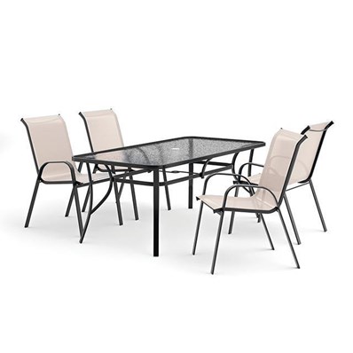 Furniture of America Pierro LA-D012BK-5PC-SV 5 pc Outdoor Dining Set