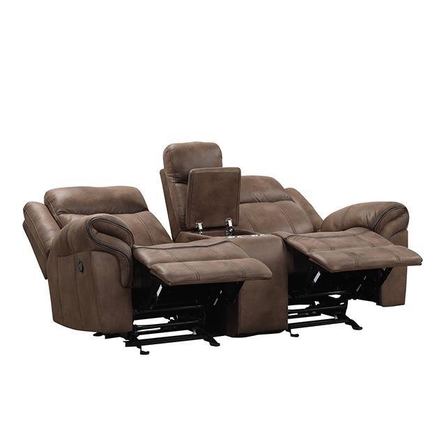 Large Picture of Furniture of America Agata NX6001BR-LV Glider Recliner Loveseat