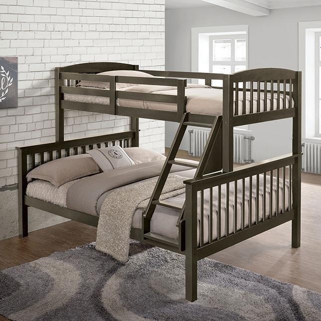 Large Picture of Furniture of America Brookings NX-BK001GY Twin/Full Bunk Bed