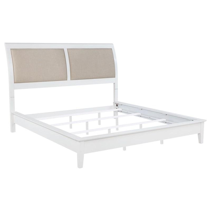 Coaster Furniture Bexhill 223471KE 56-inch Upholstered Eastern King Panel Bed - White