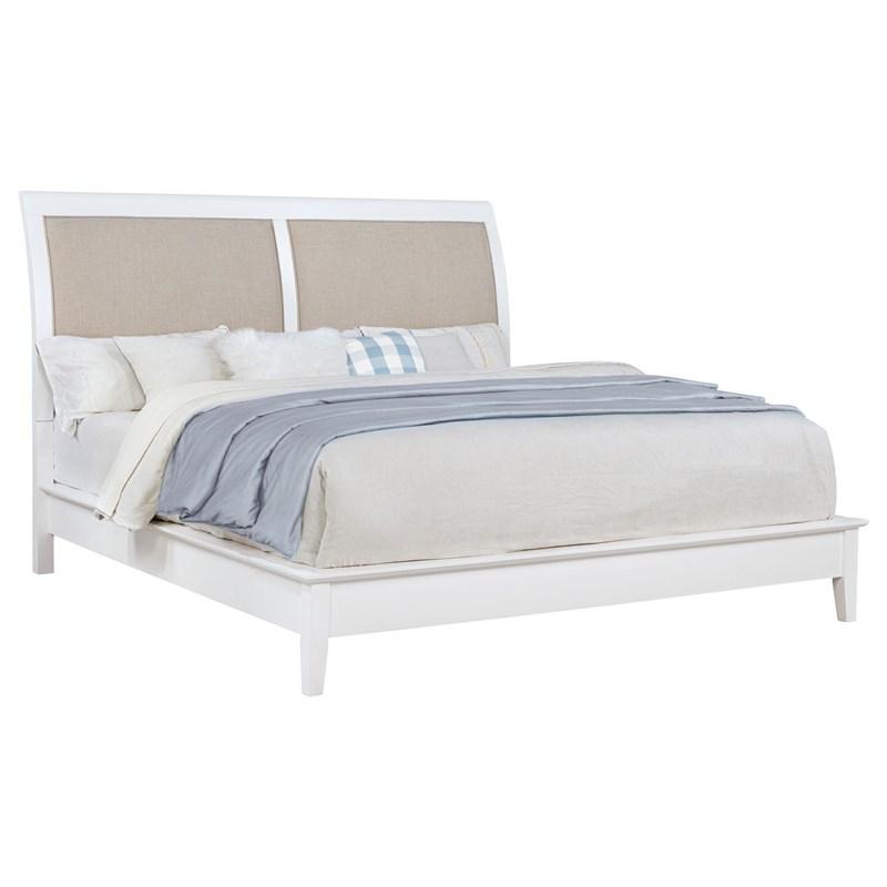 Large Picture of Coaster Furniture Bexhill 223471KE 56-inch Upholstered Eastern King Panel Bed - White