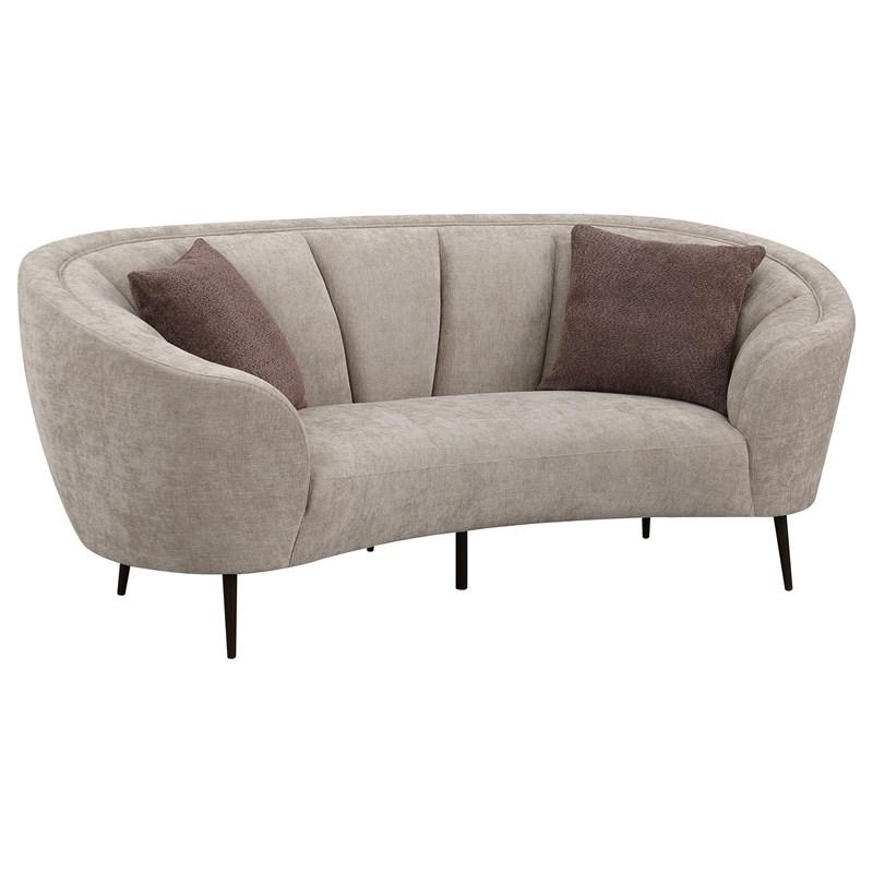 Coaster Furniture Ellorie 504838 Upholstered Channel Back Curved Loveseat - Beige
