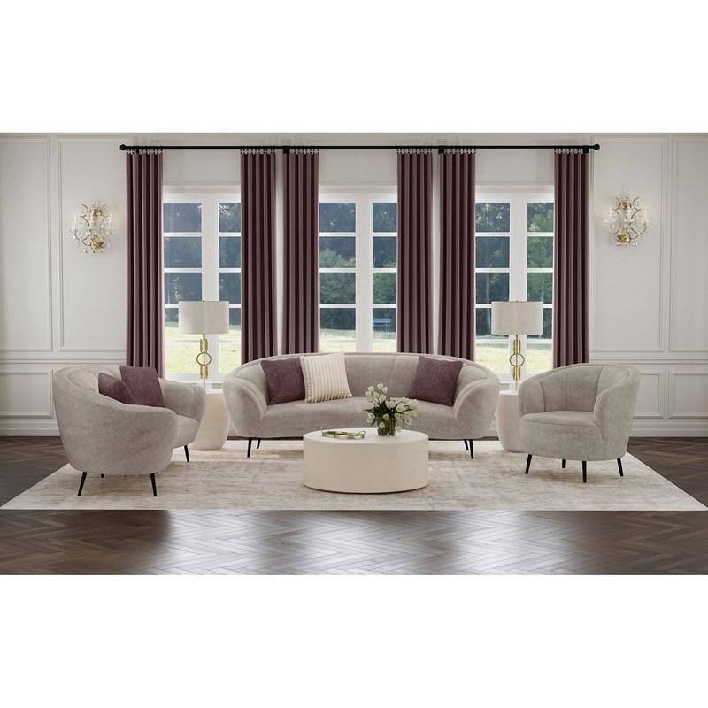Large Picture of Coaster Furniture Ellorie 504838 Upholstered Channel Back Curved Loveseat - Beige