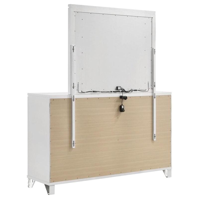 Large Picture of Coaster Furniture Marmore 224963M 9-Drawer Dresser and LED Mirror - White
