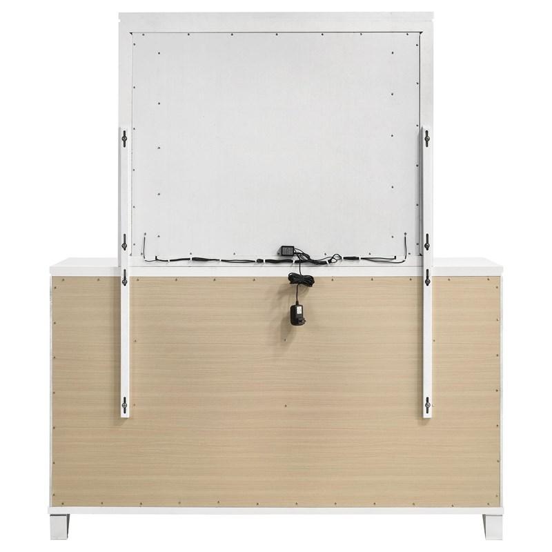 Large Picture of Coaster Furniture Marmore 224963M 9-Drawer Dresser and LED Mirror - White