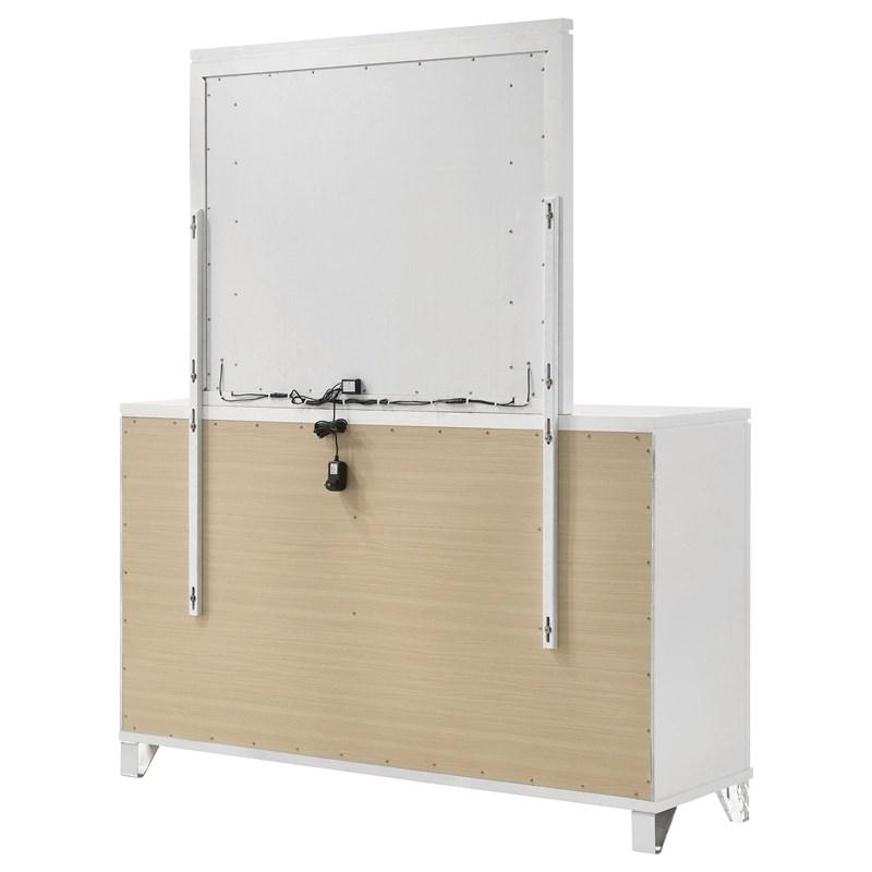 Large Picture of Coaster Furniture Marmore 224963M 9-Drawer Dresser and LED Mirror - White