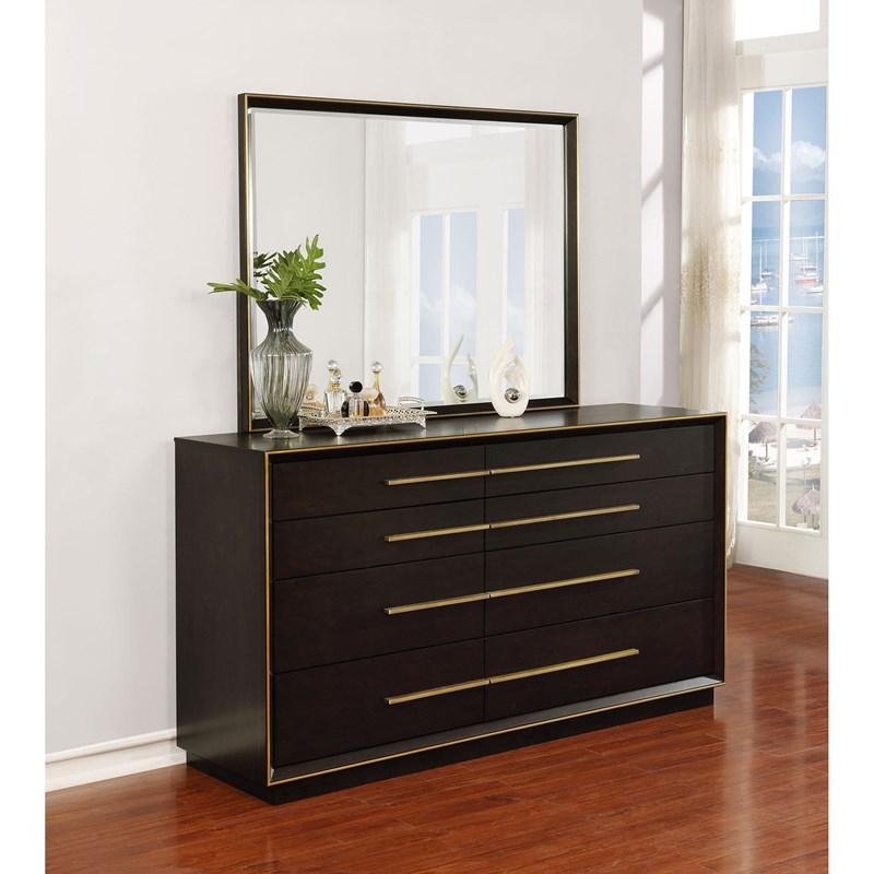 Large Picture of Coaster Furniture Durango 223263M 8-Drawer Dresser with Mirror - Smoked Peppercorn
