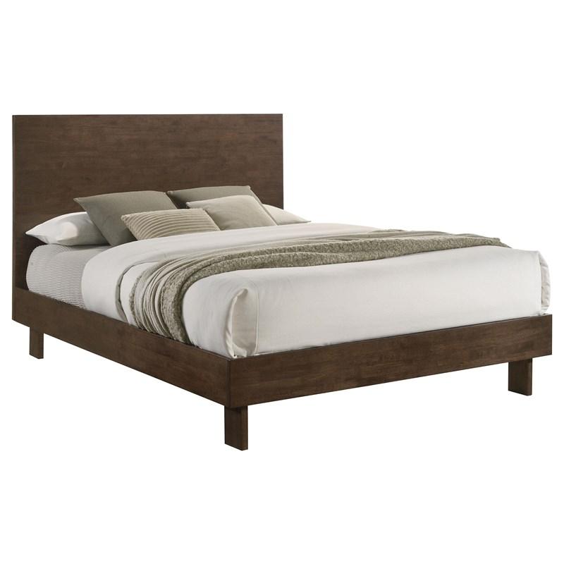 Large Picture of Coaster Furniture Glenwood 225011Q 48-inch Queen Platform Panel Bed - Warm Brown