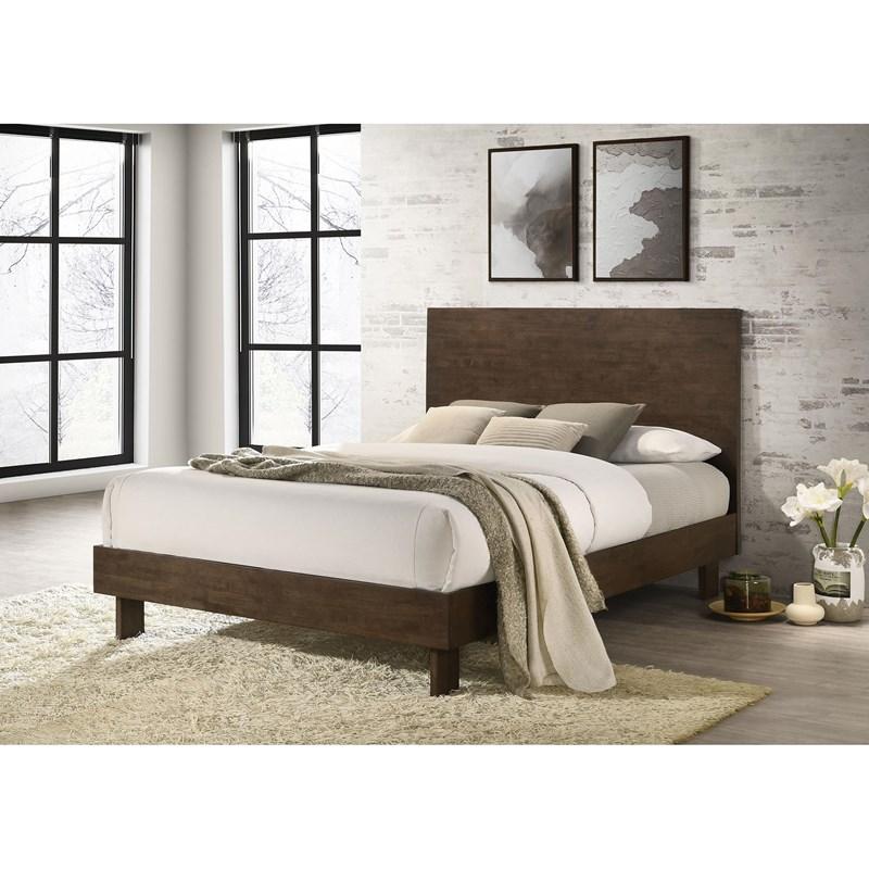 Large Picture of Coaster Furniture Glenwood 225011Q 48-inch Queen Platform Panel Bed - Warm Brown
