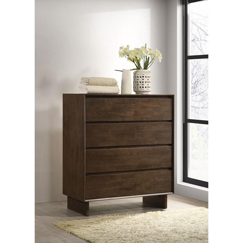 Large Picture of Coaster Furniture Glenwood 225015 4-Drawer Chest of Drawers - Warm Brown