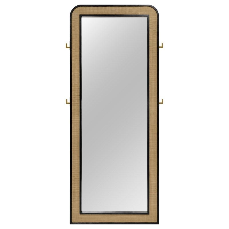 Large Picture of Coaster Furniture Arini 224339 Cane Weave Full Length Standing Floor Mirror - Black