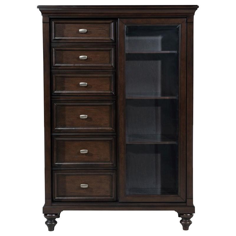 Coaster Furniture Andover 223637 6-Drawer Tempered Glass Door Chest - Dark Oak