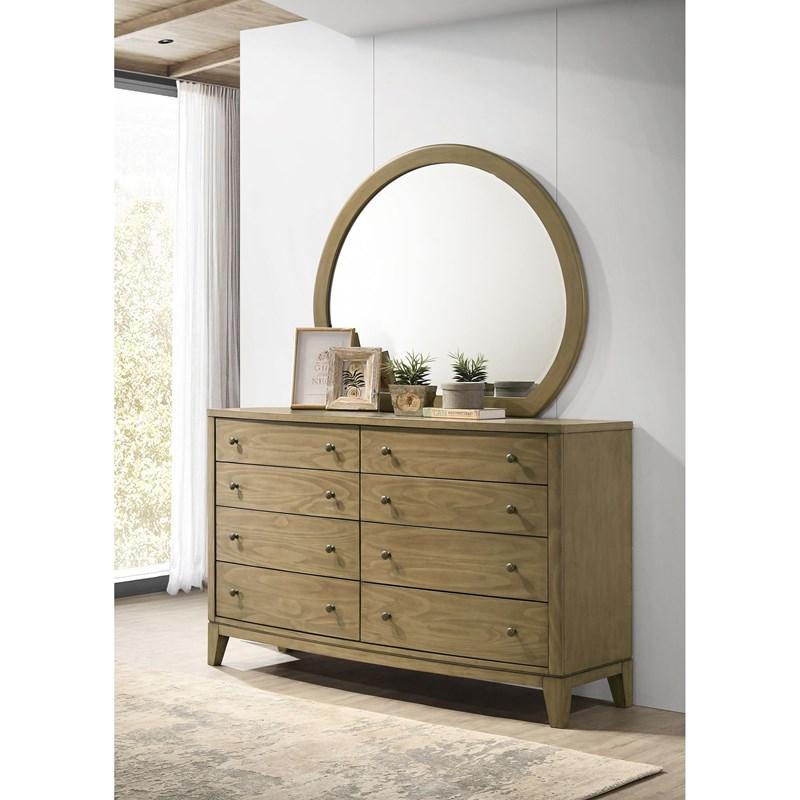 Large Picture of Coaster Furniture Granada 224923M 8-Drawer Dresser and Mirror - Natural Pine