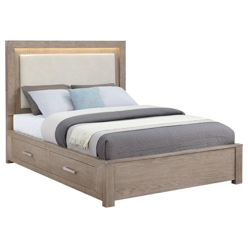 Large Picture of Coaster Furniture Kenora 224850Q 56-inch Queen LED Storage Bed - Barley Brown