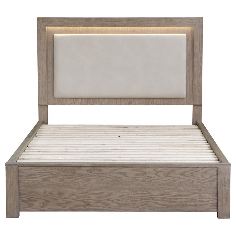 Large Picture of Coaster Furniture Kenora 224850KE 56-inch Eastern King LED Storage Bed - Barley Brown