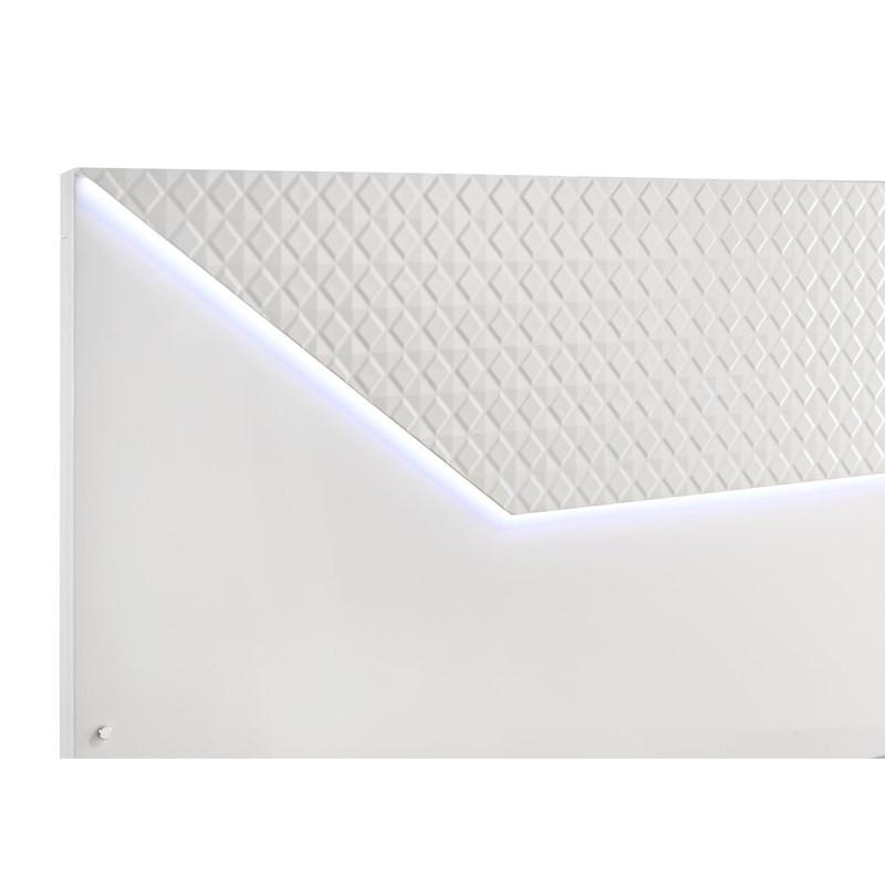 Large Picture of Coaster Furniture Ives 224941Q Queen Panel Bed LED Headboard - White High Gloss