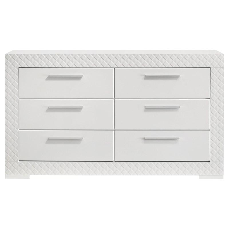 Large Picture of Coaster Furniture Ives 224943 6-Drawer Dresser Cabinet - White High Gloss
