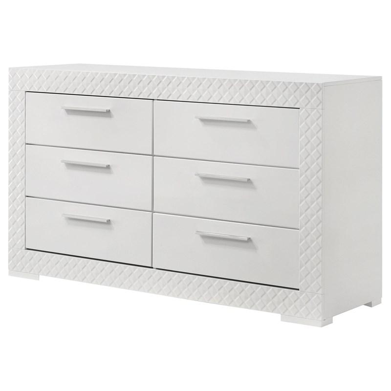 Large Picture of Coaster Furniture Ives 224943 6-Drawer Dresser Cabinet - White High Gloss
