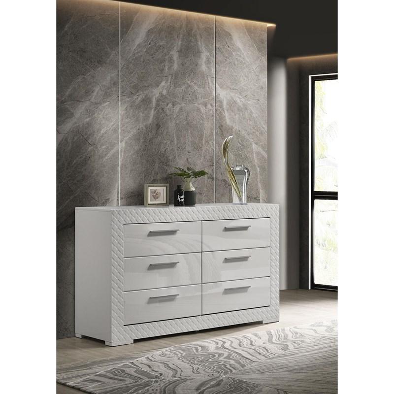Large Picture of Coaster Furniture Ives 224943 6-Drawer Dresser Cabinet - White High Gloss