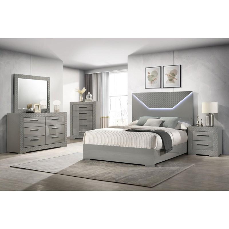 Large Picture of Coaster Furniture Ives 224973M 6-Drawer Dresser and Mirror - Grey High Gloss