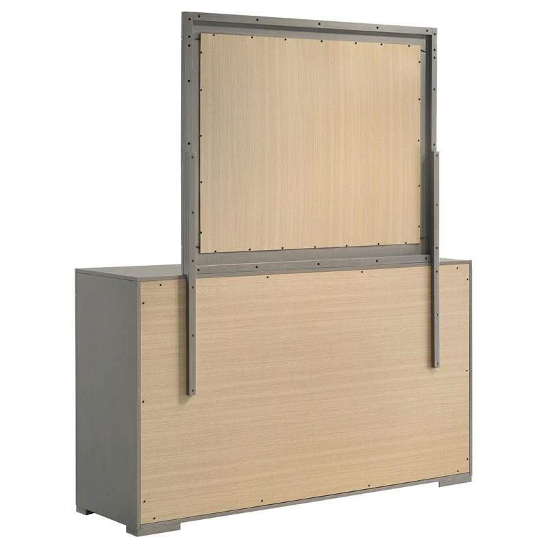 Large Picture of Coaster Furniture Ives 224973M 6-Drawer Dresser and Mirror - Grey High Gloss