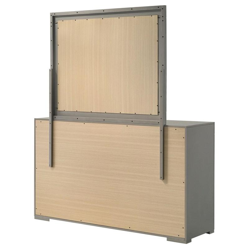 Large Picture of Coaster Furniture Ives 224973M 6-Drawer Dresser and Mirror - Grey High Gloss