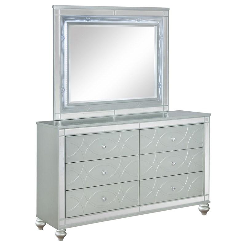 Coaster Furniture Gunnison 223213M 6-Drawer Dresser with Mirror - Silver Metallic