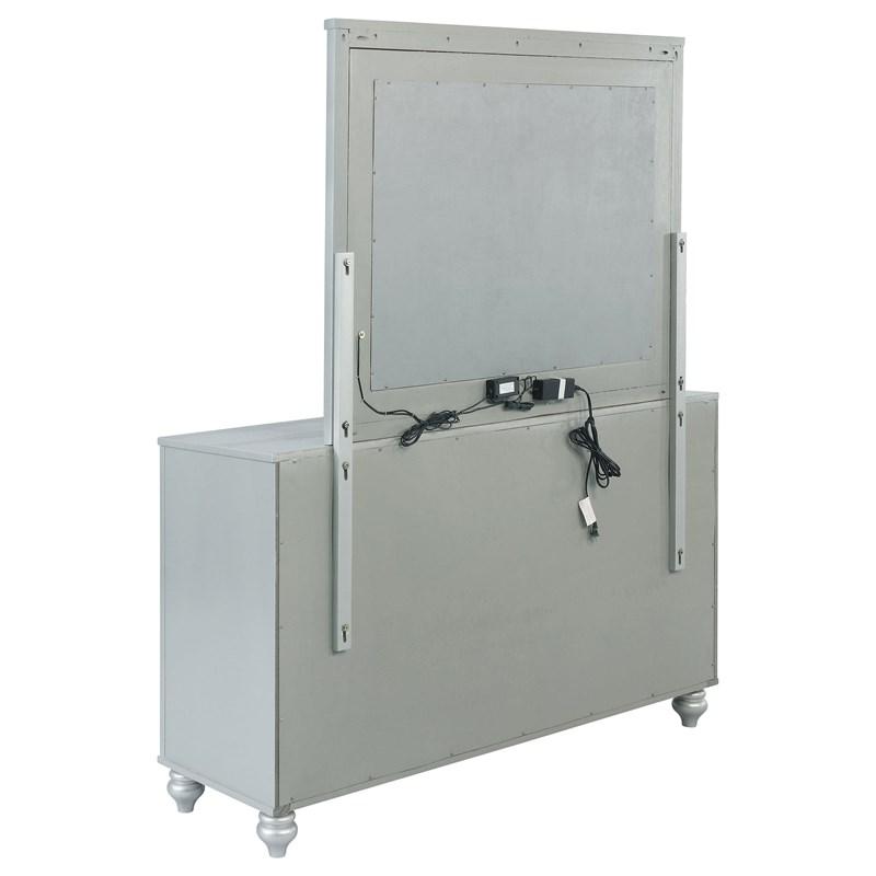 Large Picture of Coaster Furniture Gunnison 223213M 6-Drawer Dresser with Mirror - Silver Metallic