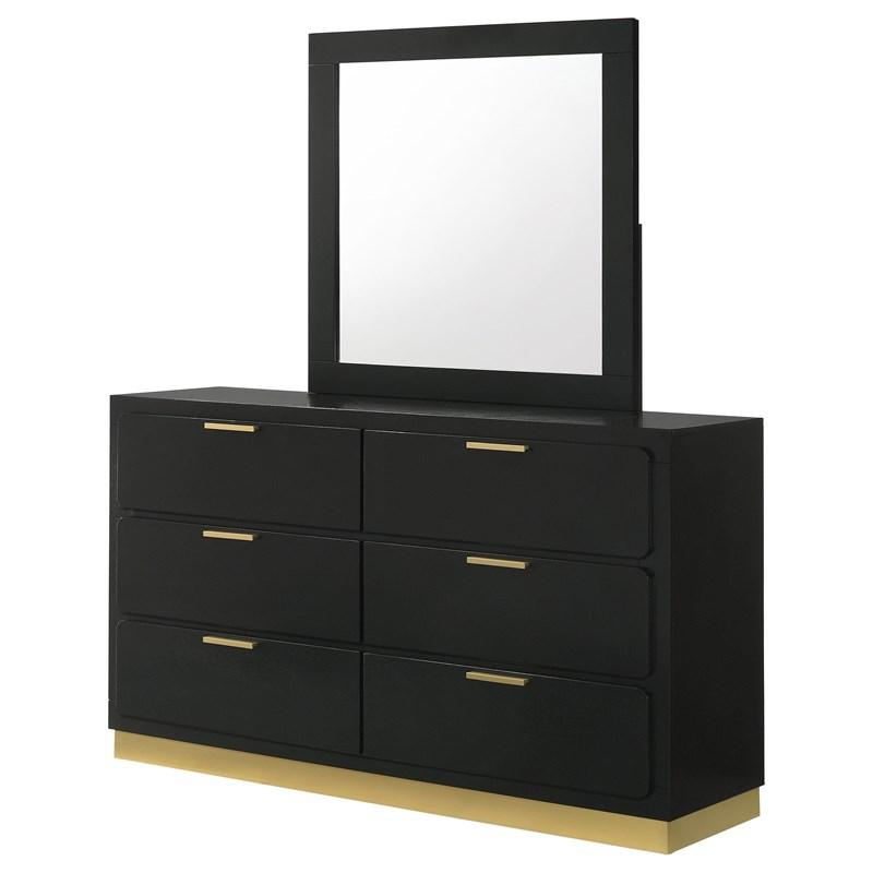 Large Picture of Coaster Furniture Caraway 224783M 6-Drawer Dresser with Mirror - Black