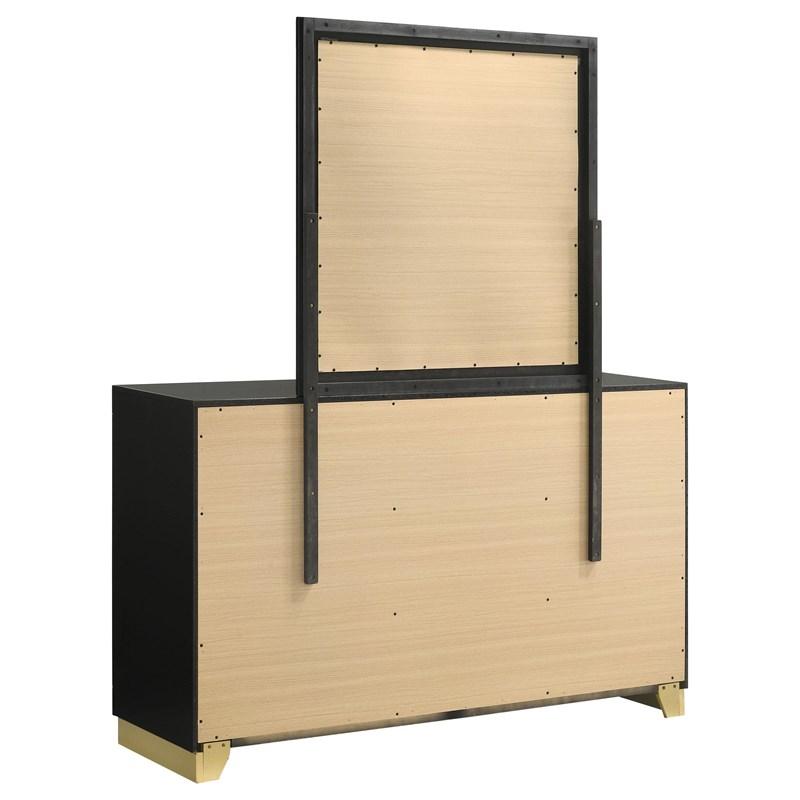 Large Picture of Coaster Furniture Caraway 224783M 6-Drawer Dresser with Mirror - Black