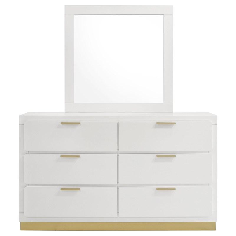 Large Picture of Coaster Furniture Caraway 224773M 6-Drawer Dresser with Mirror - White