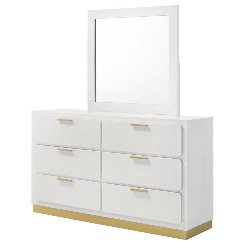 Large Picture of Coaster Furniture Caraway 224773M 6-Drawer Dresser with Mirror - White