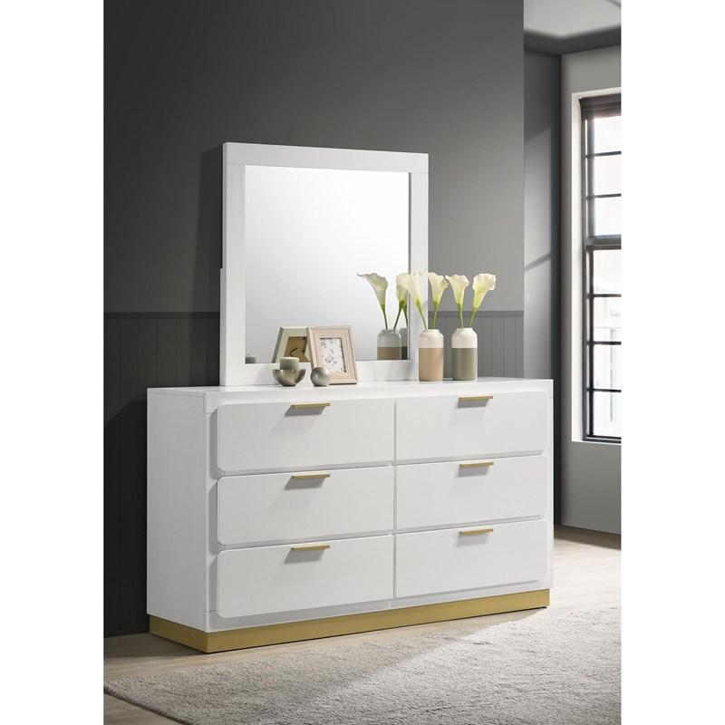 Large Picture of Coaster Furniture Caraway 224773M 6-Drawer Dresser with Mirror - White
