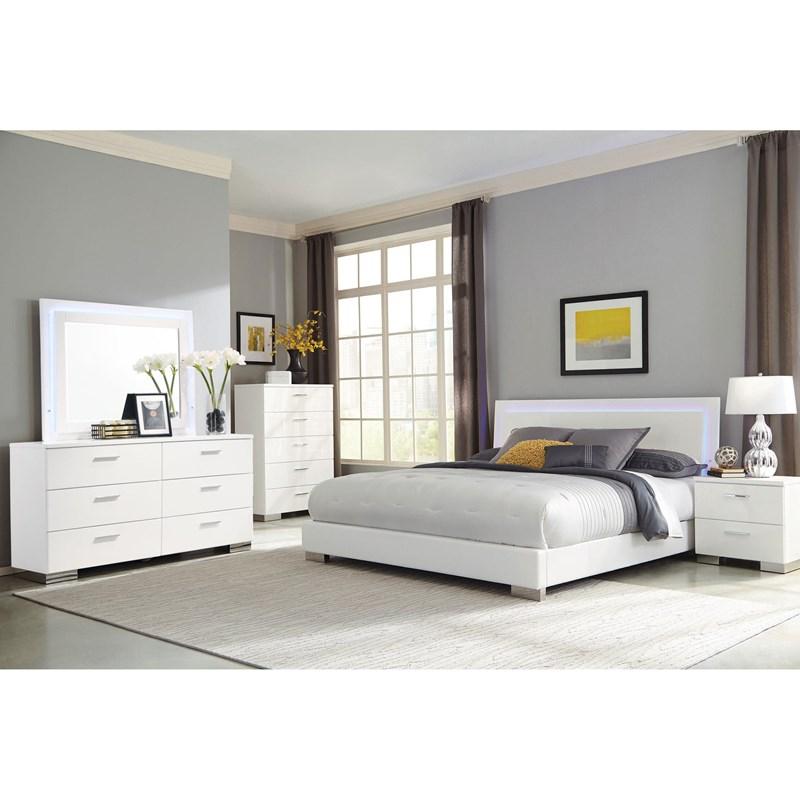 Large Picture of Coaster Furniture Felicity 203503M 6-Drawer Wood Dresser with Mirror - White High Gloss