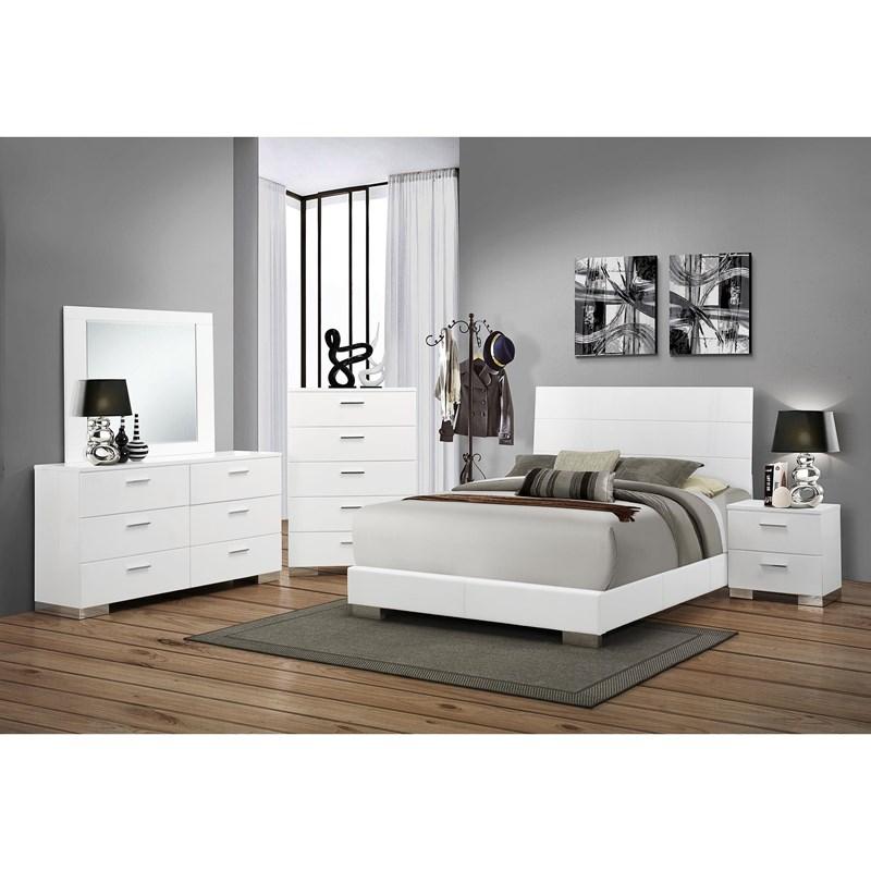 Large Picture of Coaster Furniture Felicity 203503M 6-Drawer Wood Dresser with Mirror - White High Gloss