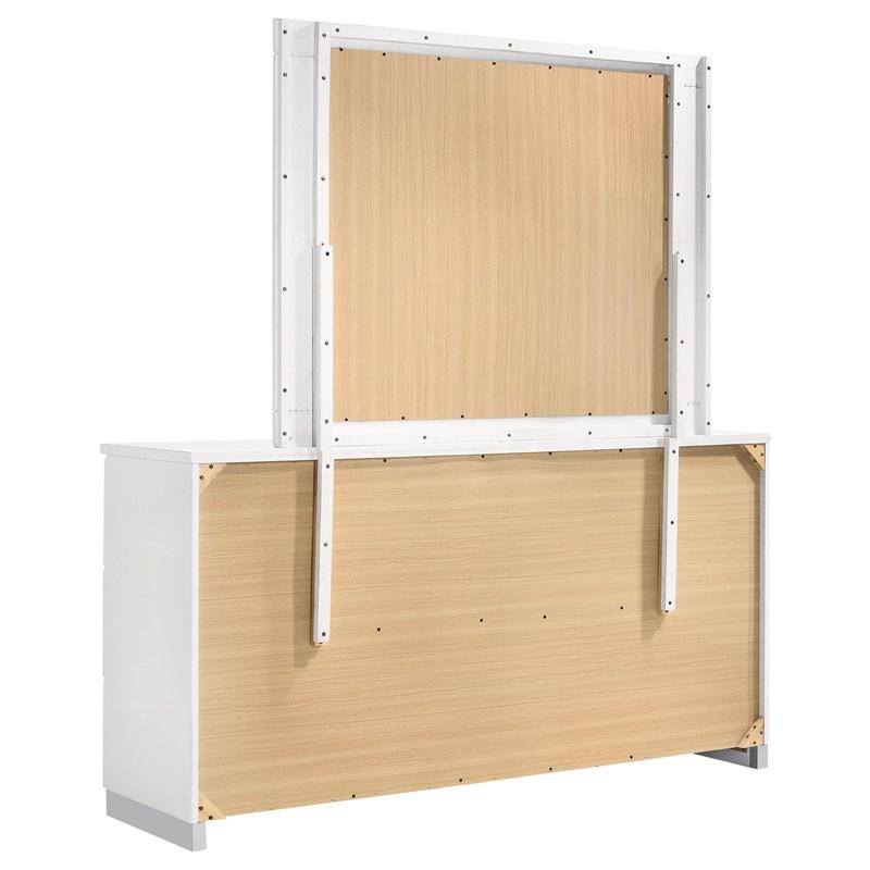 Large Picture of Coaster Furniture Felicity 203503M 6-Drawer Wood Dresser with Mirror - White High Gloss