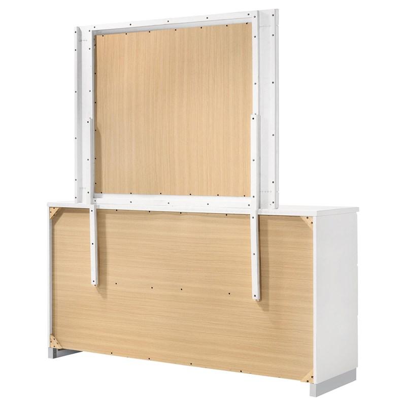 Large Picture of Coaster Furniture Felicity 203503M 6-Drawer Wood Dresser with Mirror - White High Gloss