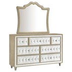 Coaster Furniture Antonella 223523M 7-Drawer Upholstered Dresser with Mirror - Ivory