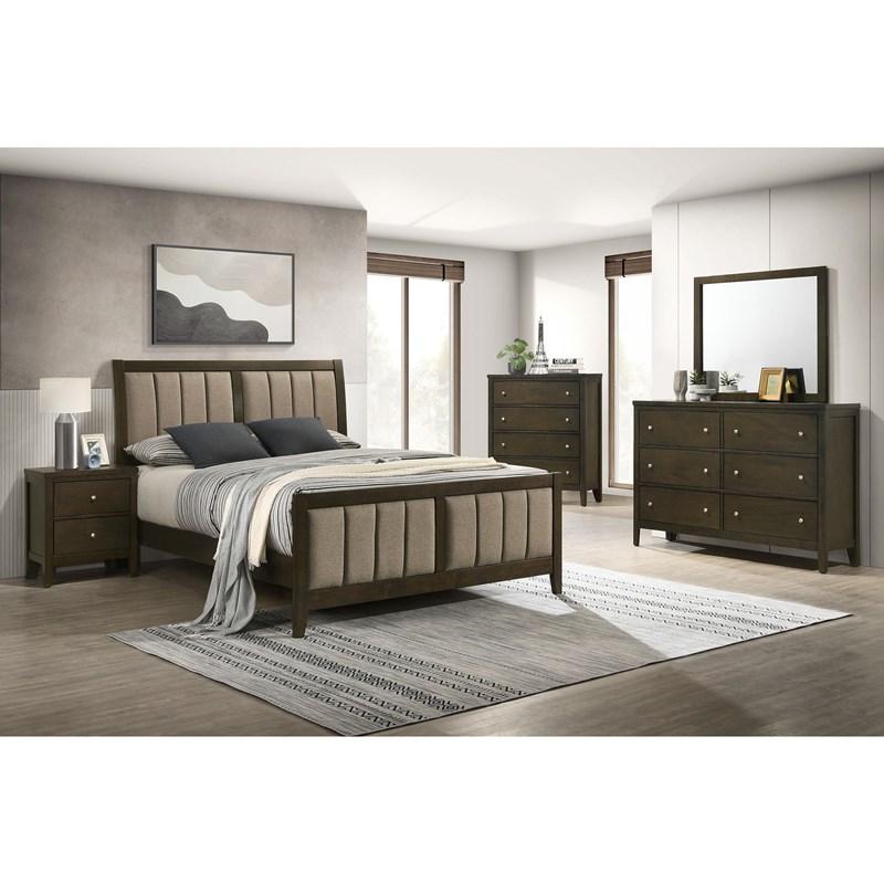 Large Picture of Coaster Furniture Wilkes 224421Q 51-inch Upholstered Queen Bed - Dark Cocoa