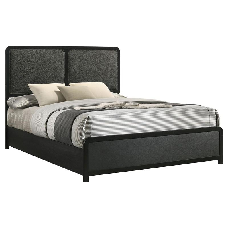 Large Picture of Coaster Furniture Cavelle 223661KE 51-inch Upholstered Eastern King Bed - Black