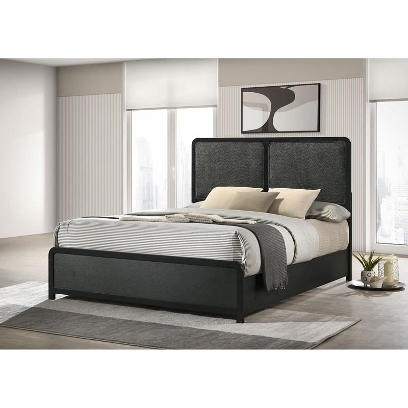 Large Picture of Coaster Furniture Cavelle 223661KE 51-inch Upholstered Eastern King Bed - Black