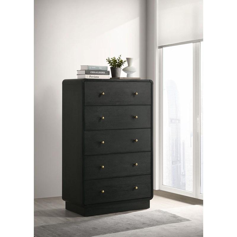 Large Picture of Coaster Furniture Cavelle 223665 5-Drawer Chest of Drawers - Black
